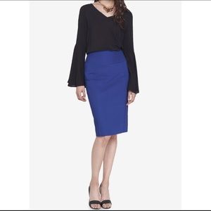 Express Blue High Waisted Pencil Skirt